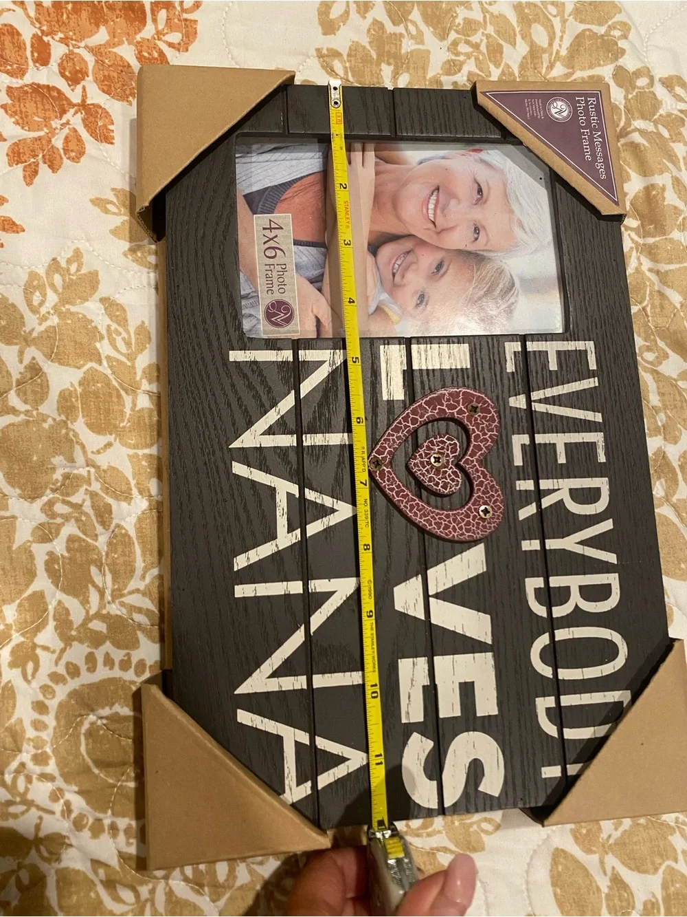 Everybody Loves Nana Black Wood Photo Frame with Red Heart Accent